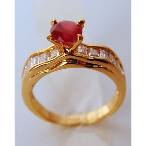 Jewellery Hut 1k Gold Plated Ruby Ring
