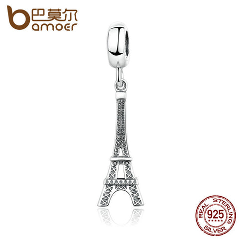 Authentic 925 Sterling Silver Paris Eiffel Tower Pendant Charm Fit Bracelet Necklace Jewelry Making PAS012